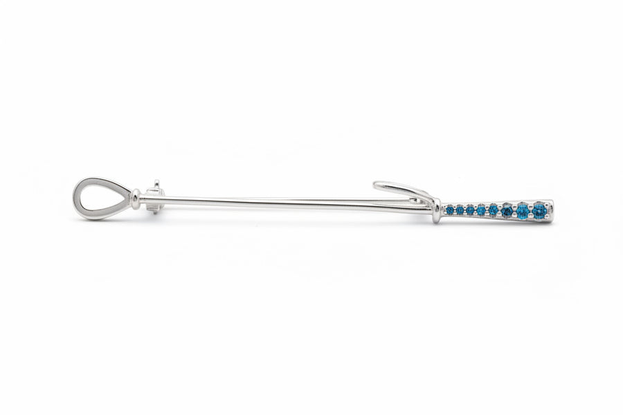 Sterling Silver Equestrian Pin with Blue Lab Diamonds