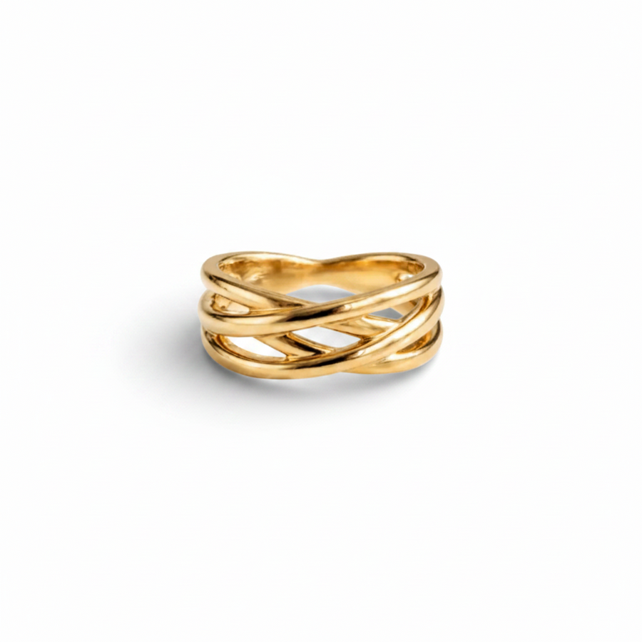 ct Yellow Gold Organic Crossover Ring
