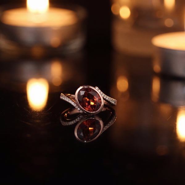 18ct Rose Gold Autumn Tourmaline & Diamond Ring