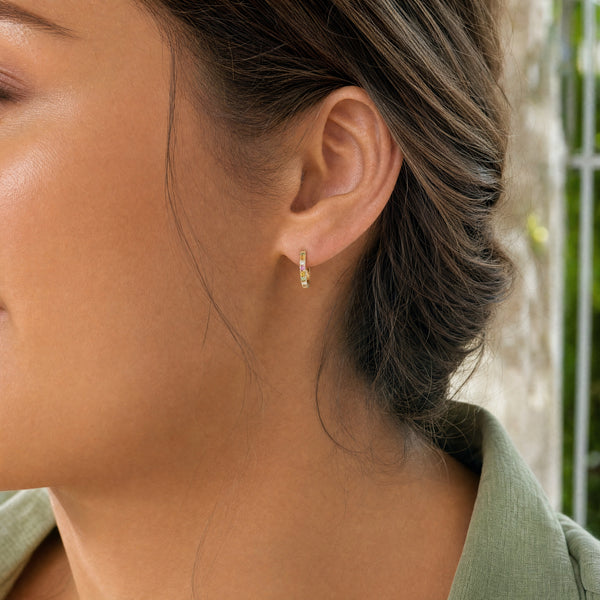 Diamond & Mixed Sapphire Huggie Earrings