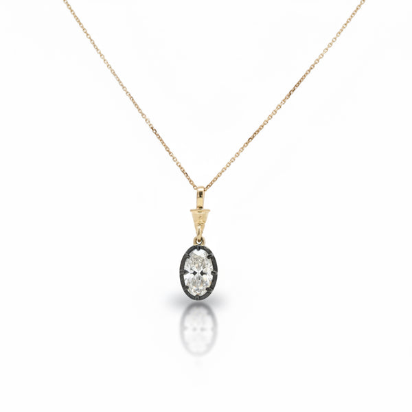 9ct Yellow Gold Oval Lab-Grown Diamond Drop Pendant