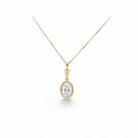 9ct Yellow Gold Oval Lab-Grown Diamond Drop Pendant