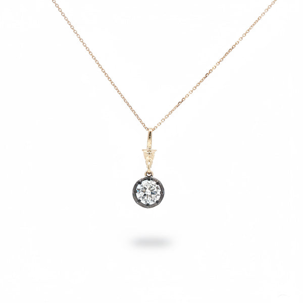 9ct Yellow Gold Round Lab-Grown Diamond Drop Pendant