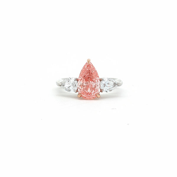 Platinum 2.04ct Fancy Vivid Pink Lab-Grown Diamond Three Stone Ring