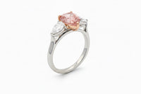 Platinum 2.04ct Fancy Vivid Pink Lab-Grown Diamond Three Stone Ring