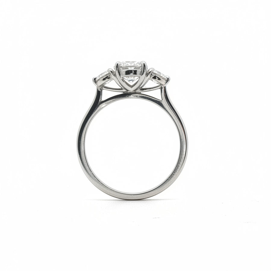 Platinum 1.35ct Three Stone Diamond Ring – 1.03ct D IF IGI Certified Centre