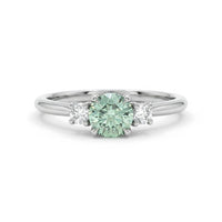 Platinum Fancy Vivid Green Diamond Trilogy Ring – 0.63ct