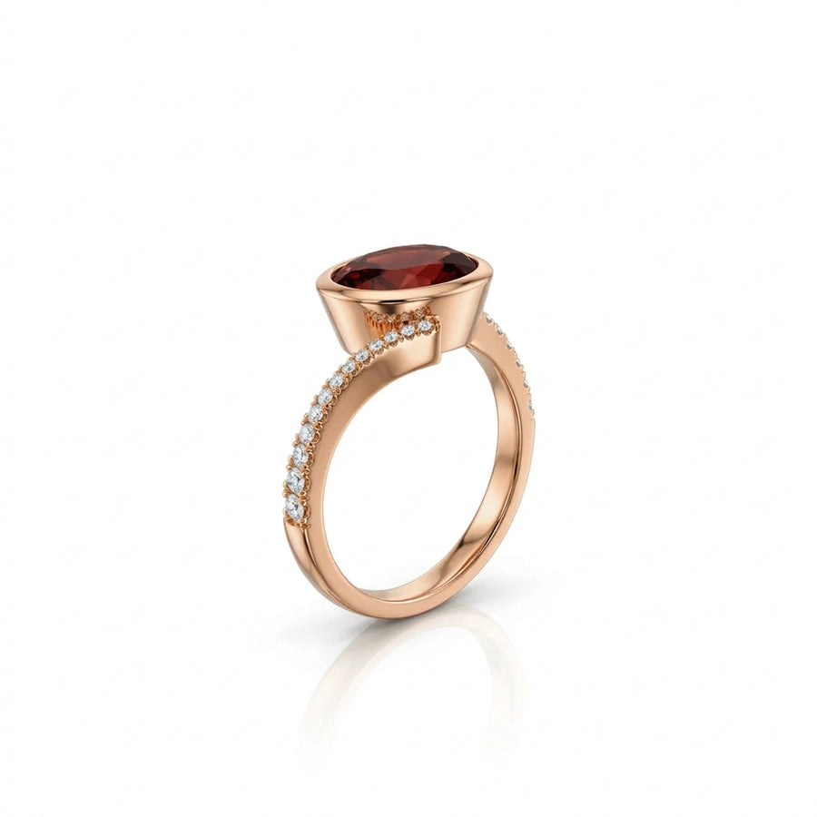 18ct Rose Gold Autumn Tourmaline & Diamond Ring