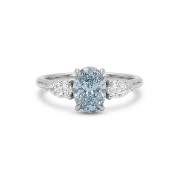 Platinum Fancy Blue Diamond Trilogy Ring – 1.73ct