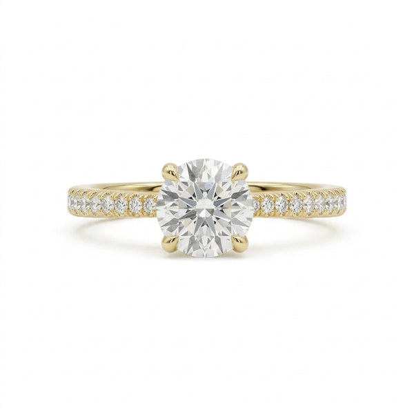 18ct Yellow Gold Laboratory Grown Diamond Solitaire Ring with Micro-Set Shoulders