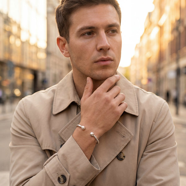 Sterling Silver Men's Torque Bangle