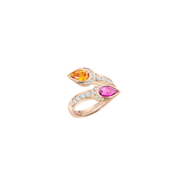 Mandarin Garnet & Pink Tourmaline Toi et Moi Ring