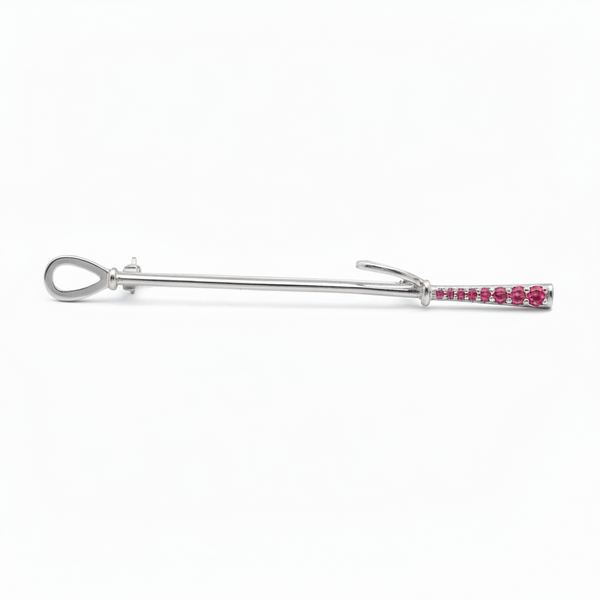 Sterling Silver Equestrian Pin with Pink Lab Diamonds