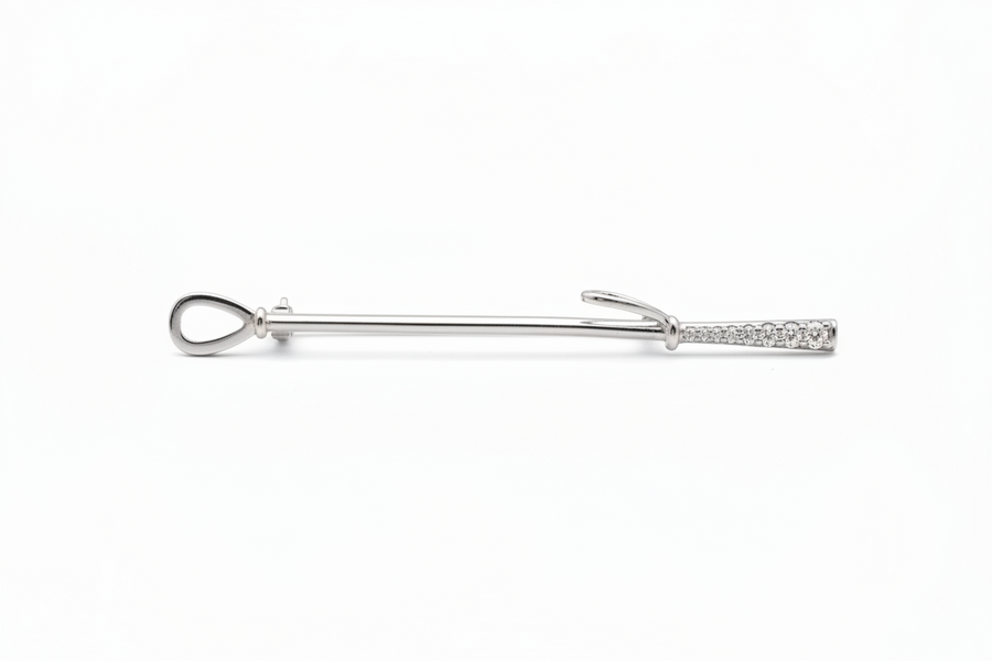 Sterling Silver Equestrian Pin with White Lab Diamonds
