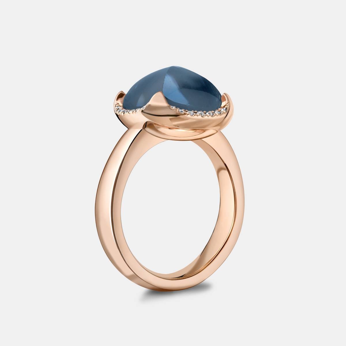 The Rose Gold and London Blue Topaz Pyramid Ring