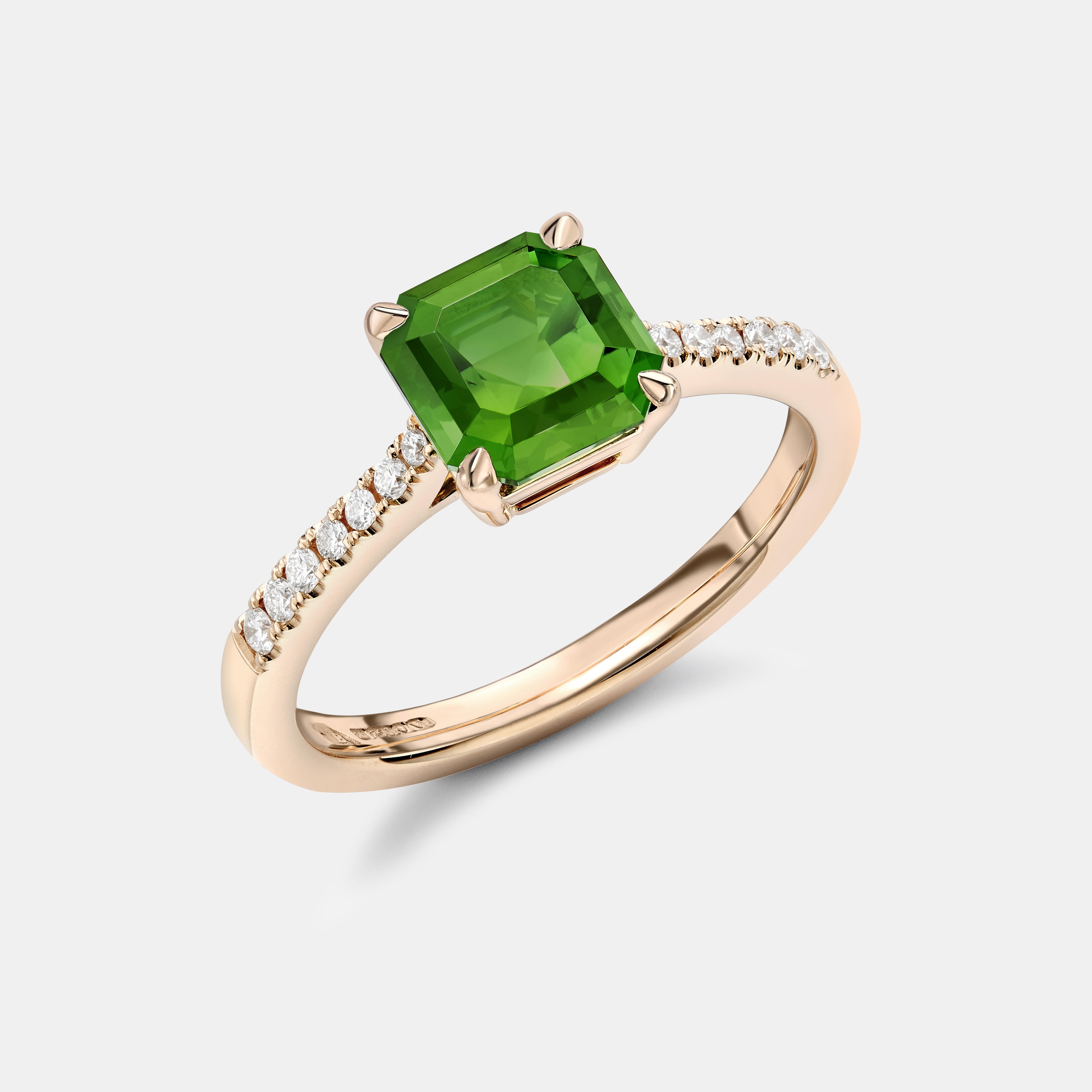 The Rose Gold and Dark Green Tourmaline Ring