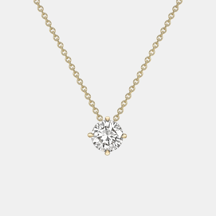 Classic Claw-Set Diamond Solitaire Pendant in Yellow Gold