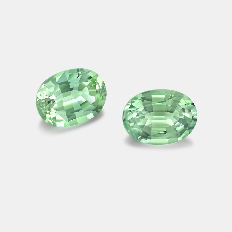 Oval Shaped Mint Green Tourmalines for a Bespoke Jewellery Commission