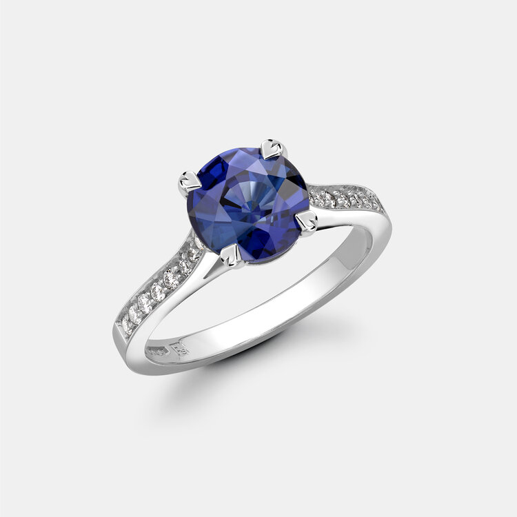 Bespoke Blue Sapphire and Diamond Engagement Ring