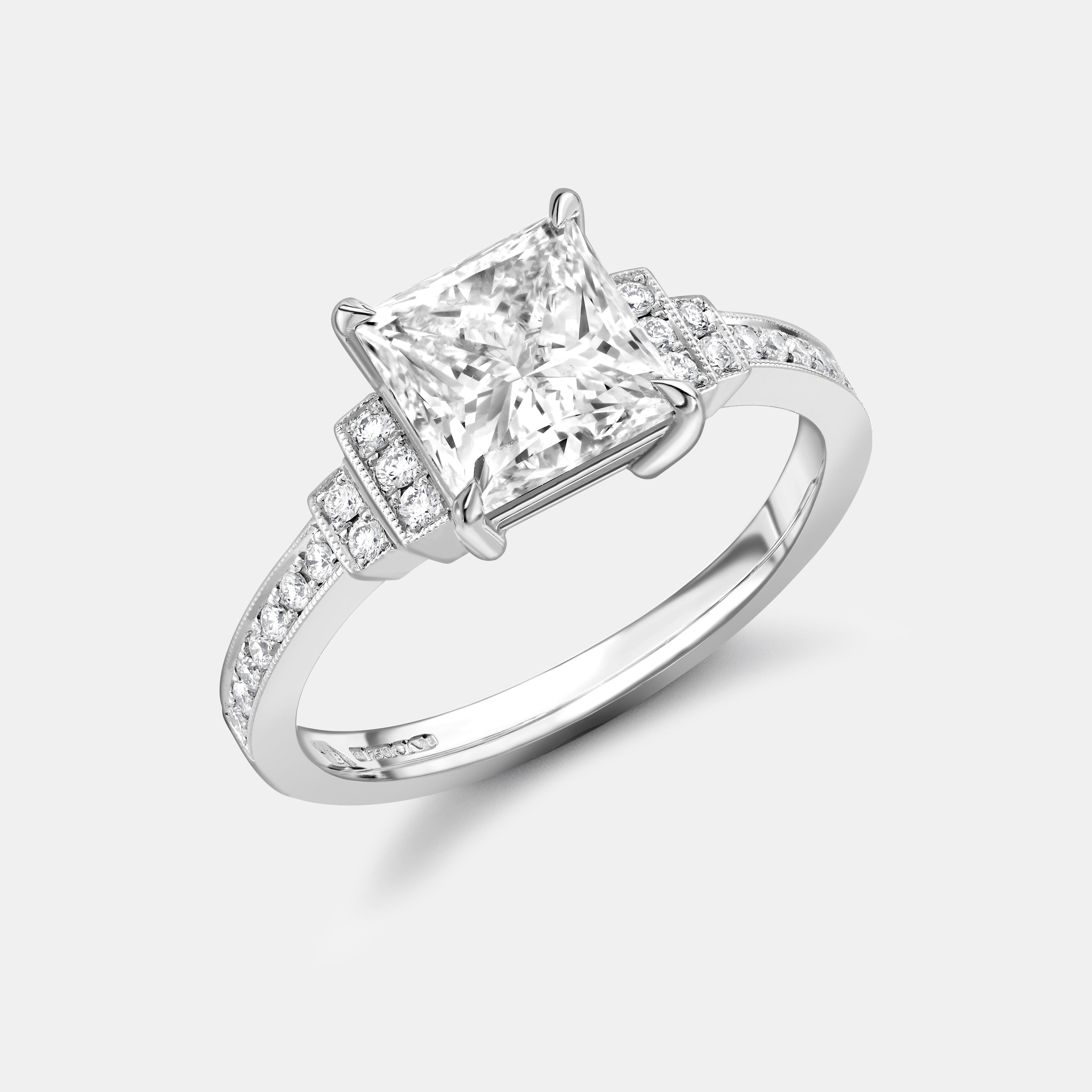 Bespoke Platinum 2.13ct Princess Cut Diamond Ring - 01-03-304